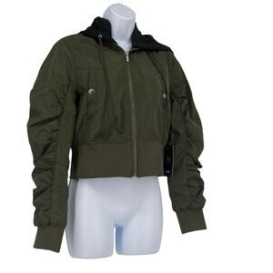 CiSono LA Nylon Outerwear Cropped Jacket in Green Size Small